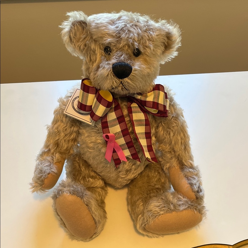 Kimbearly’s Originals by Aurora Mohair Teddy Bear Plaid Bow Limited Collectible